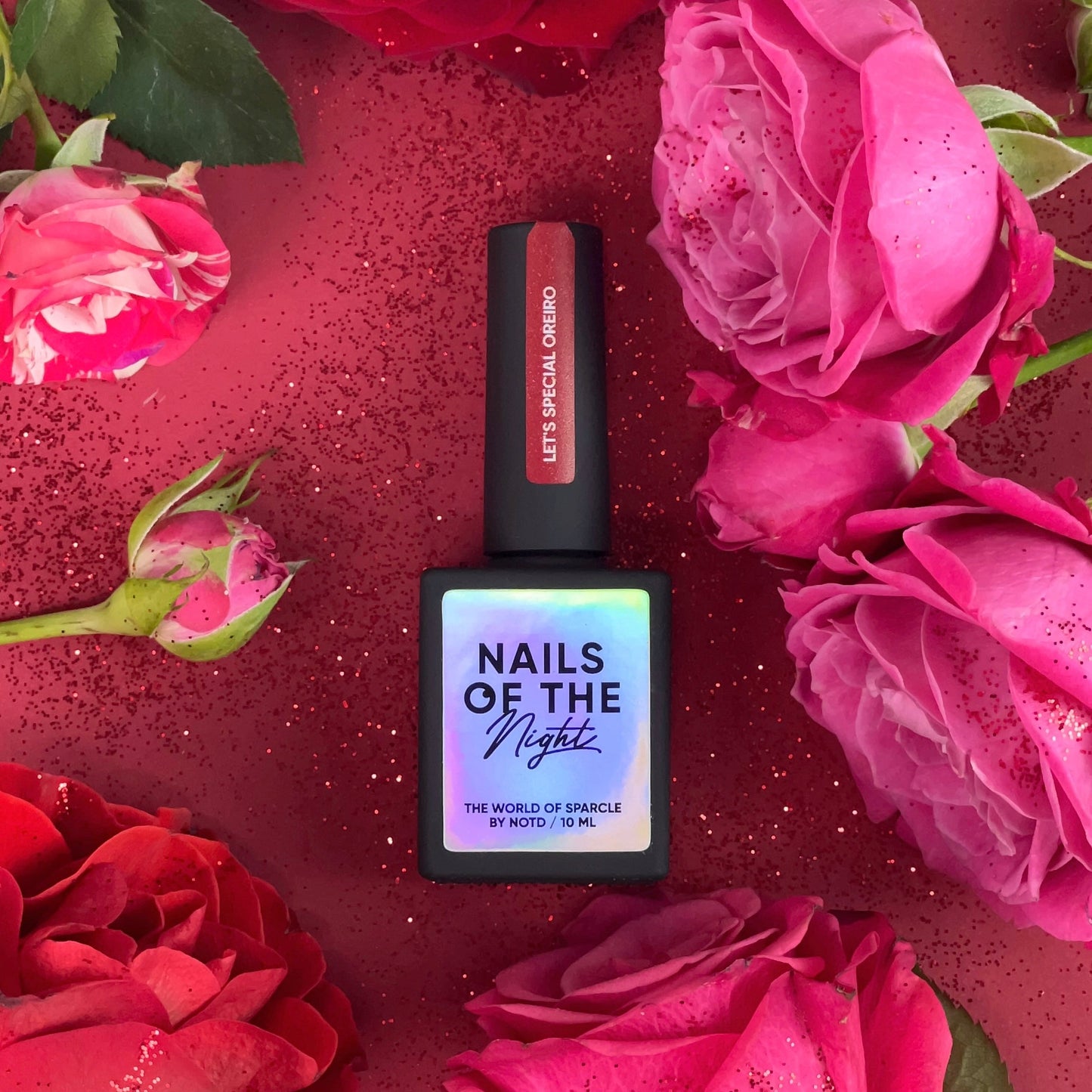 NAILSOFTHENIGHT Let's Special Oreiro - esmalte en gel rojo claro con brillo reflectante para uñas, superpuesto en una capa, 10 ml