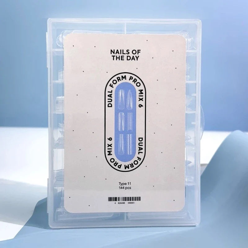NAILSOFTHEDAY Dual Form Pro Mix 6 (Tipo 11): un conjunto de formas superiores de 6 tipos en 12 tamaños, 144 piezas