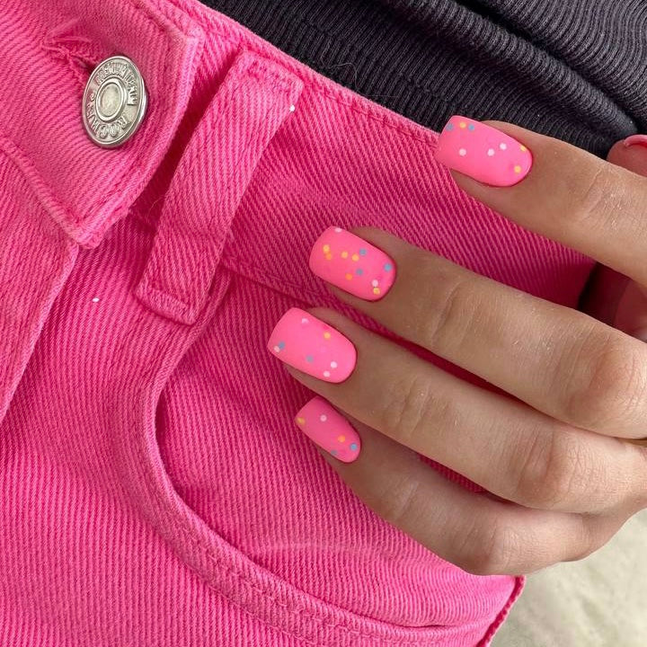 NAILSOFTHEDAY Party top matte - top mate con hexágonos de neón, sin capa adhesiva y sin filtros UV, 10 ml