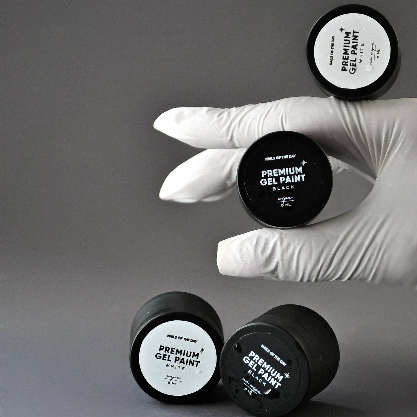 NAILSOFTHEDAY Pintura en gel premium Toallita negra: pintura en gel con una capa pegajosa, 5 ml