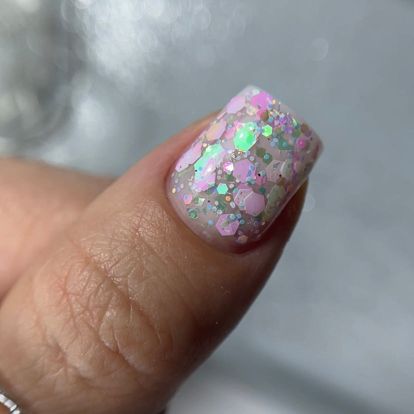 NAILSOFTHENIGHT Dream gel 01 — gel de diseño con increíbles hexágonos de diferentes tamaños y purpurina para uñas, 5 g