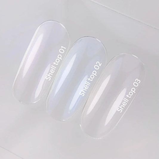 NAILSOFTHEDAY Shell top 02 nueva fórmula: un top perlado con una iridiscencia azul sin capa pegajosa, 10 ml