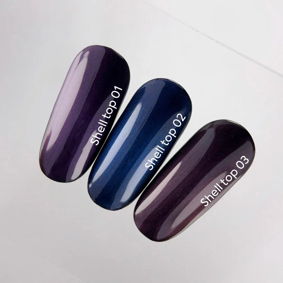 NAILSOFTHEDAY Shell top 01 nueva fórmula: una parte superior nacarada con un toque púrpura iridiscente sin una capa pegajosa, 10 ml