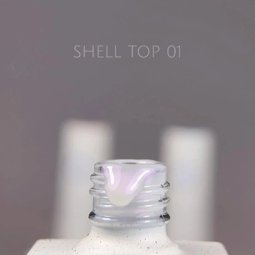 NAILSOFTHEDAY Shell top 01 nueva fórmula: una parte superior nacarada con un toque púrpura iridiscente sin una capa pegajosa, 10 ml