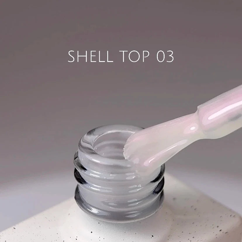 NAILSOFTHEDAY Shell top 03 nueva fórmula: un top nacarado con un brillo rosado sin una capa pegajosa, 10 ml
