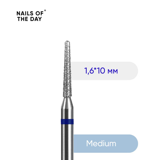 Fresa Nailsoftheday Aguja: fresa de marca con aguja de diamante azul, 1,6*10 mm.