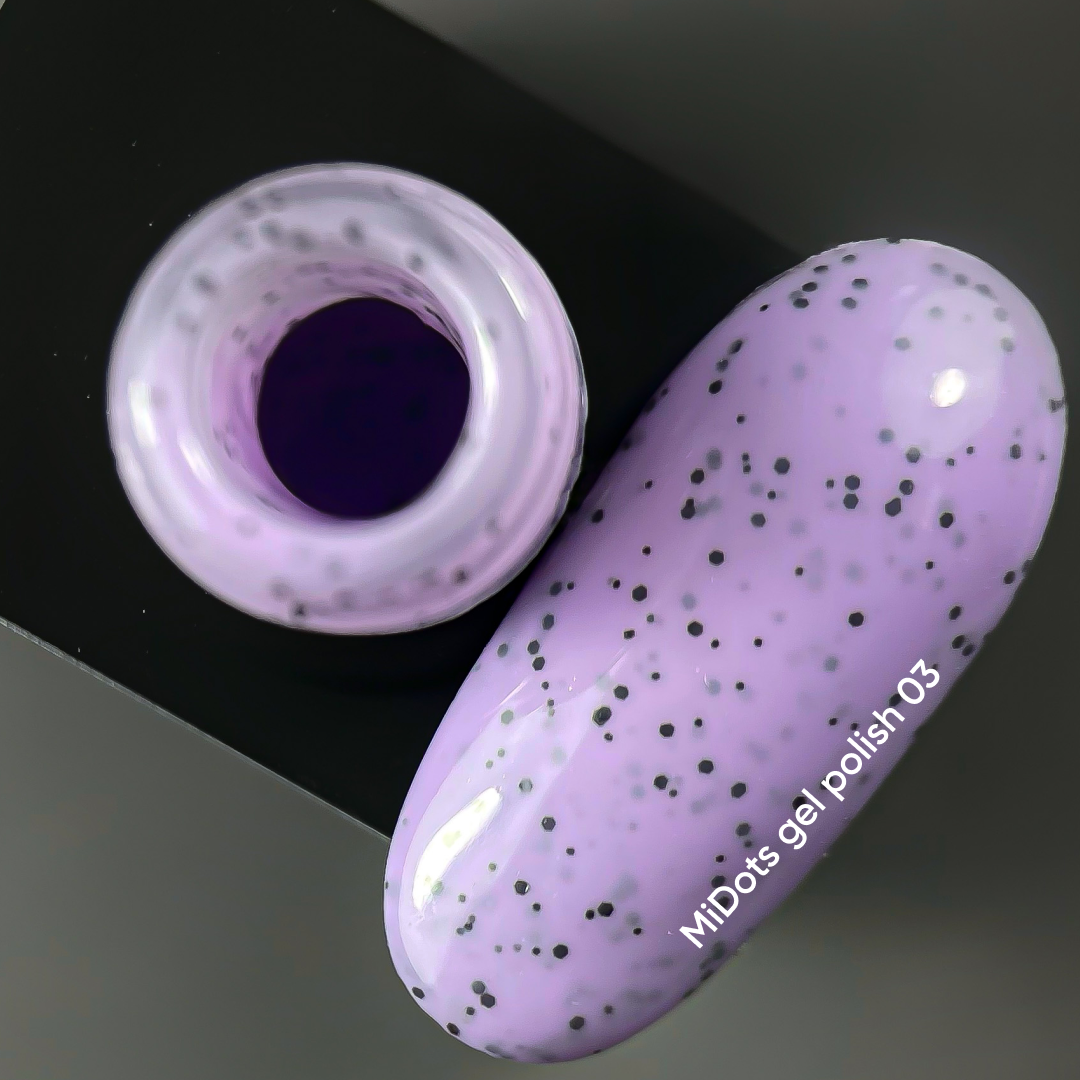 NAILSOFTHEDAY MiDots gel polish 03 - esmalte semipermanente morado con puntos negros, 10 ml