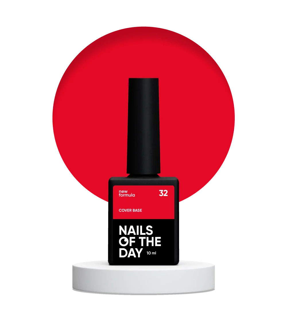 Nailsoftheday Cover base NUEVA Fórmula 32: recubrimiento base pigmentado para uñas en color rojo clásico, 10 ml
