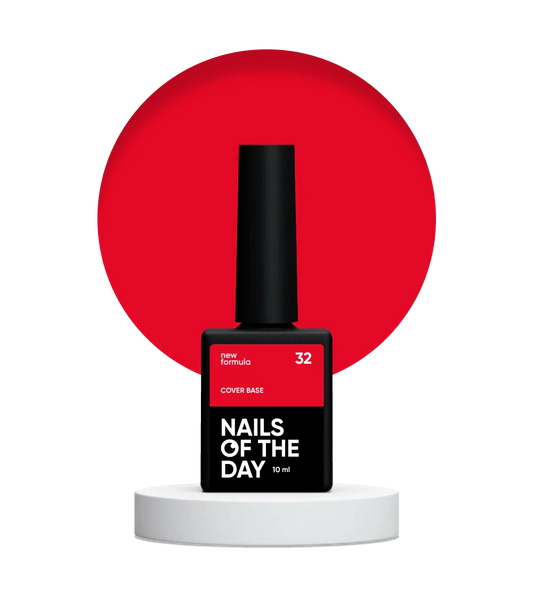 Nailsoftheday Cover base NUEVA Fórmula 32: recubrimiento base pigmentado para uñas en color rojo clásico, 10 ml