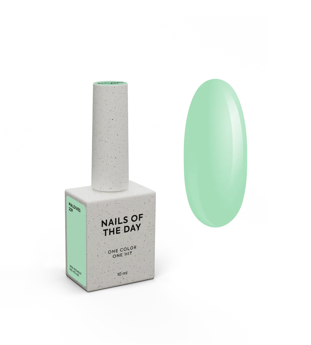 NAILSOFTHEDAY Esmalte en gel Maldivas: esmalte de uñas en gel verde menta cálido que cubre una capa, 10 ml