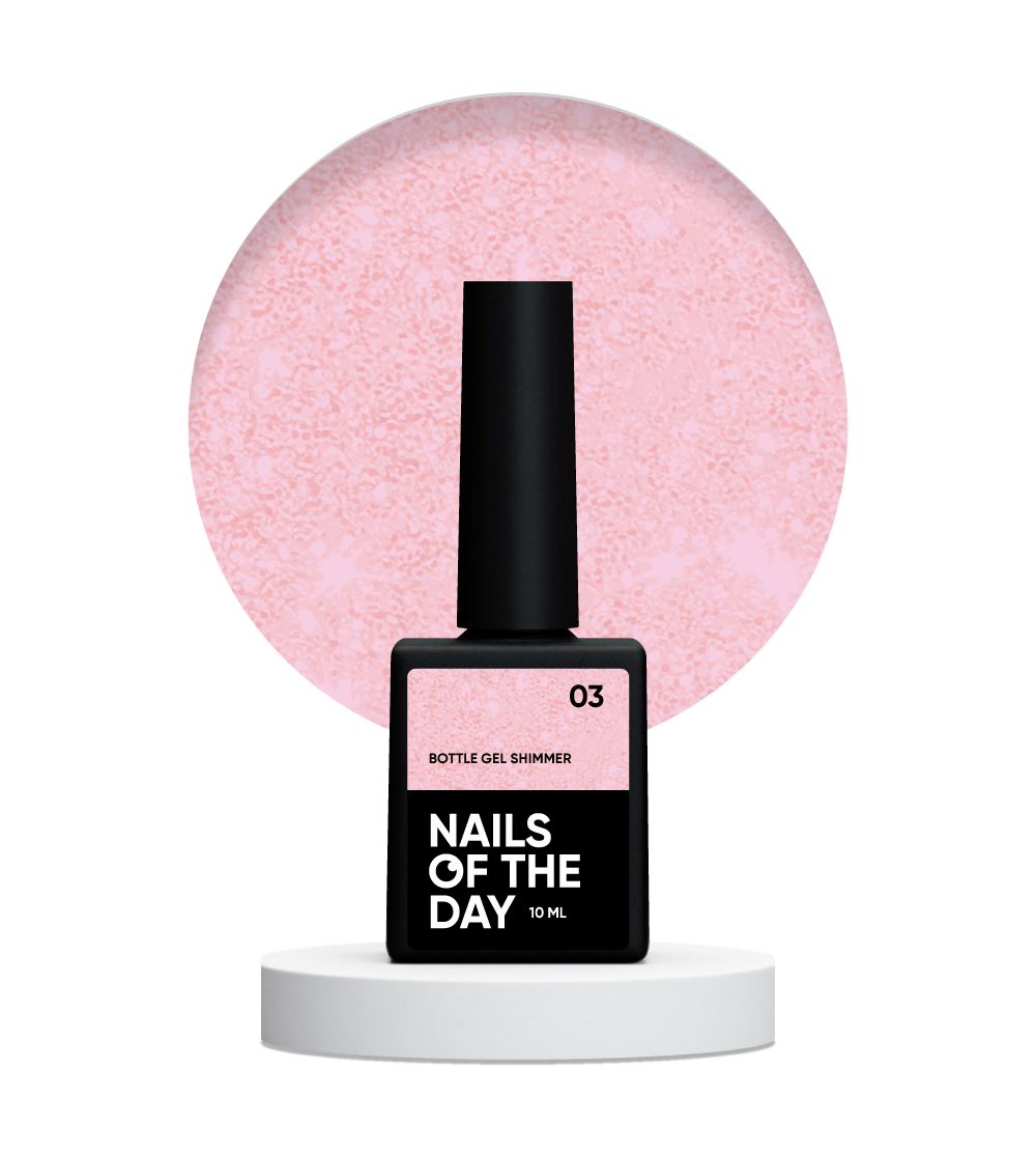 NAILSOFTHEDAY Botella gel shimmer 03 – gel rosa pálido ultrafuerte con brillo rojo, 10 ml