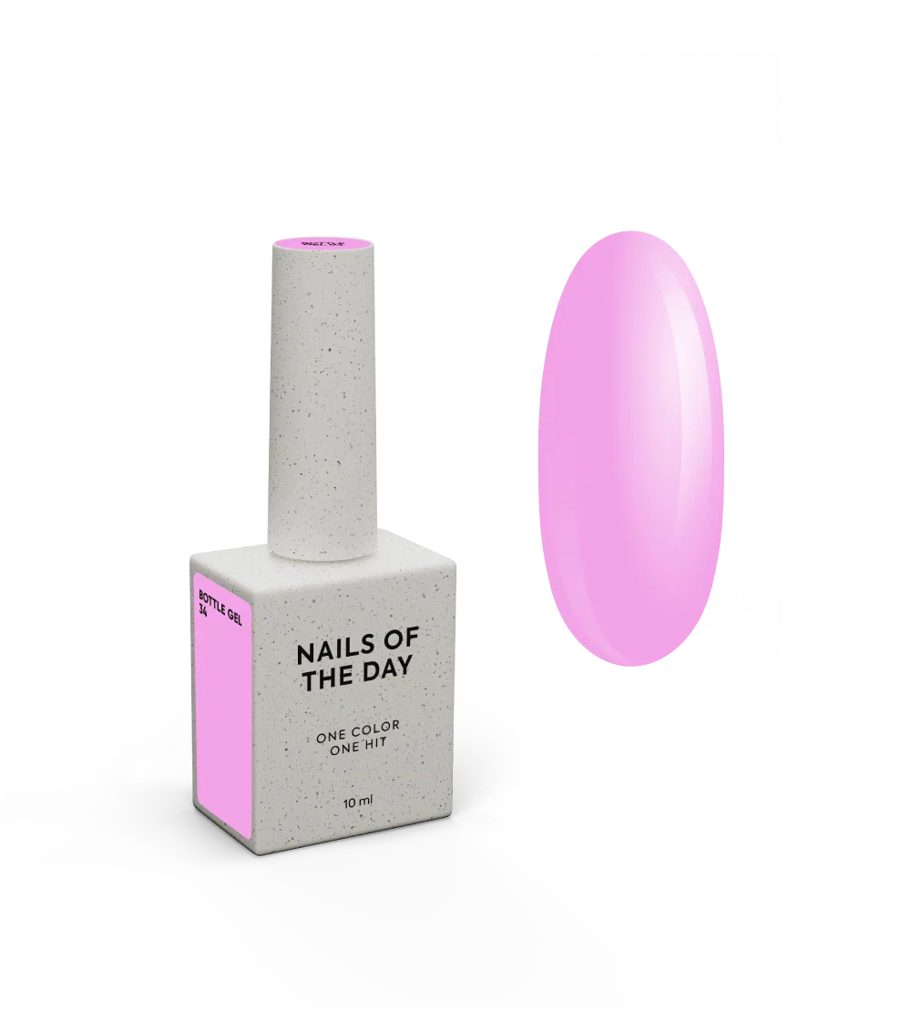 NAILSOFTHEDAY Botella gel 34 – gel fortalecedor de uñas ultra fuerte de color rosa suave, 10 ml