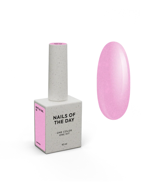 NAILSOFTHEDAY Botella de gel 42 – rosa con brillo, gel fortalecedor de uñas súper fuerte, 10 ml