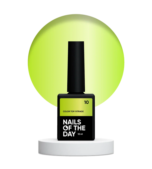 NAILSOFTHEDAY Color Top/Vitrage 10 — vitral translúcido amarillo neón, 10 ml