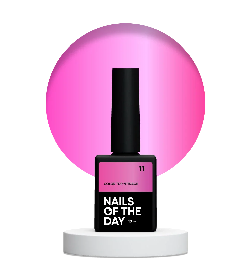 NAILSOFTHEDAY Color Top/Vitrage 11 — vidriera translúcida de color rosa brillante, 10 ml