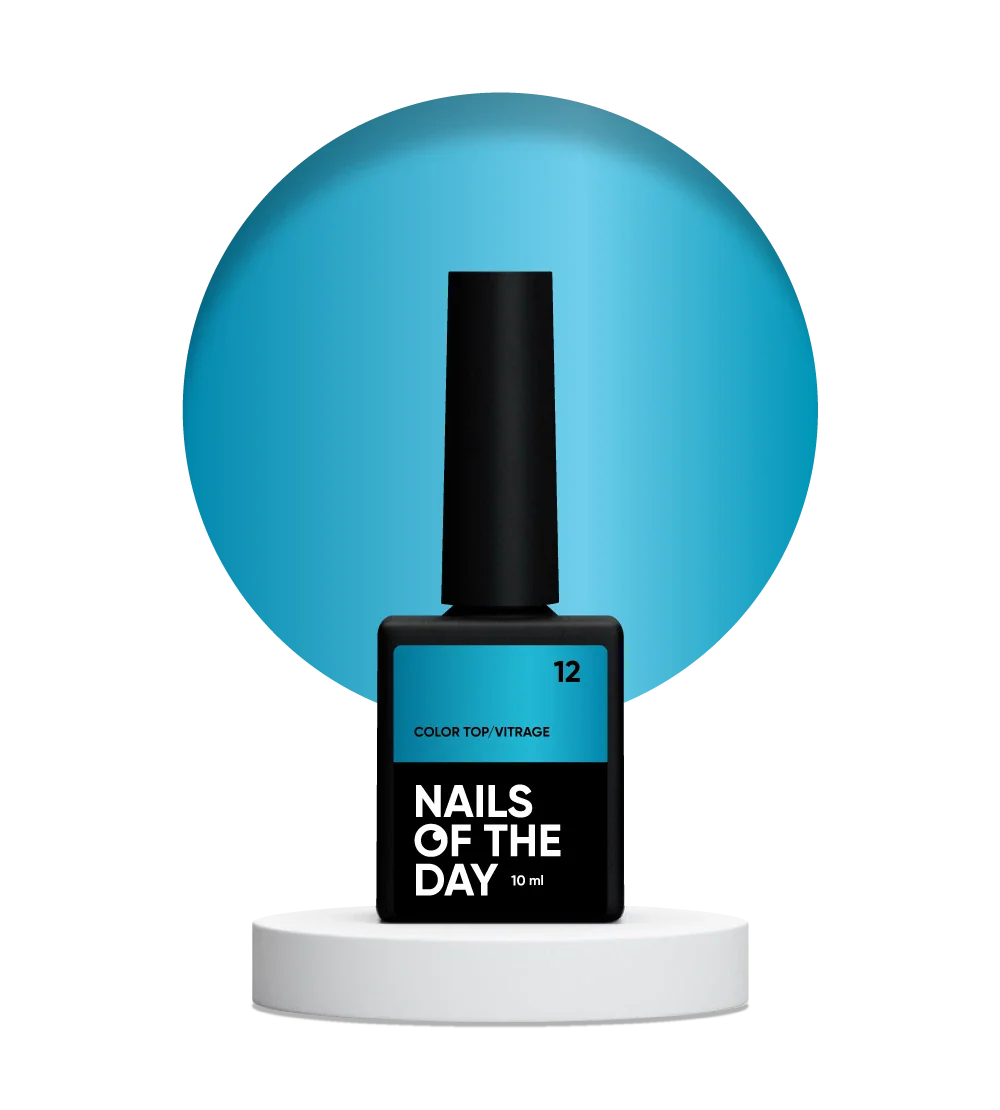 NAILSOFTHEDAY Color Top/Vitrage 12 — vitral translúcido azul saturado, 10 ml