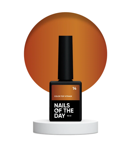 NAILSOFTHEDAY Color Top/Vitrage 14 — vitral caramelo translúcido, 10 ml