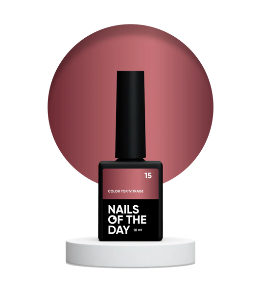 NAILSOFTHEDAY Color Top/Vitrage 15 — vitral marrón translúcido, 10 ml