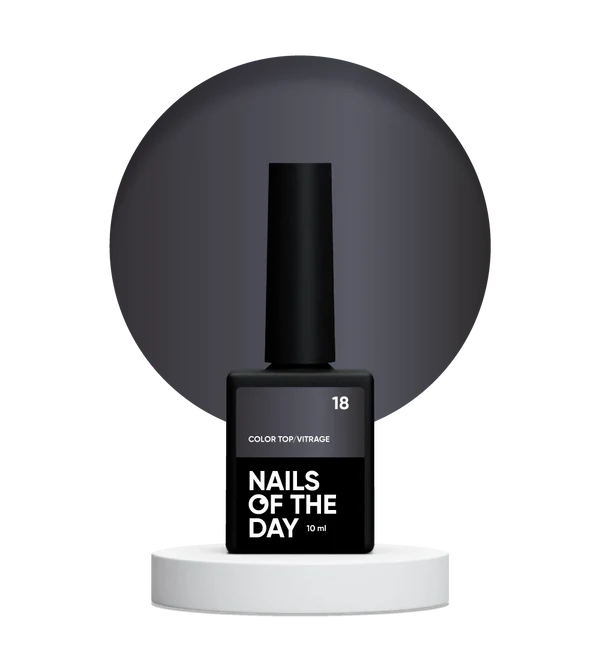 NAILSOFTHEDAY Color Top/Vitrage 18 — Top Coat Vitrage Grafito Gris-Negro Semitransparente, 10 ml