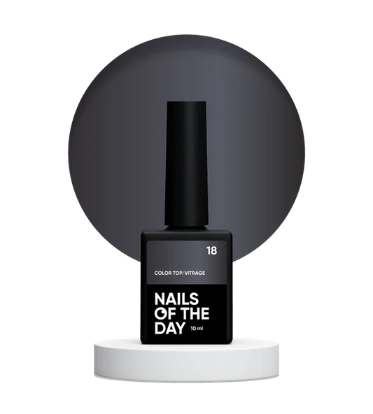 NAILSOFTHEDAY Color Top/Vitrage 18 — Top Coat Vitrage Grafito Gris-Negro Semitransparente, 10 ml