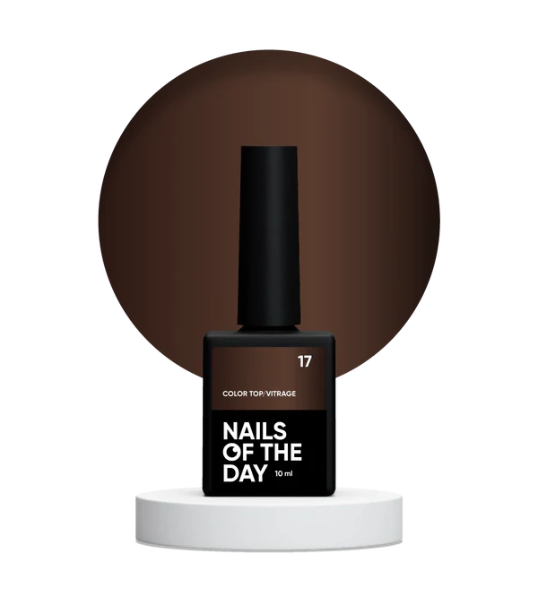 NAILSOFTHEDAY Color Top/Vitrage 17 — Top Coat Vitrage Chocolate Negro Semitransparente, 10 ml