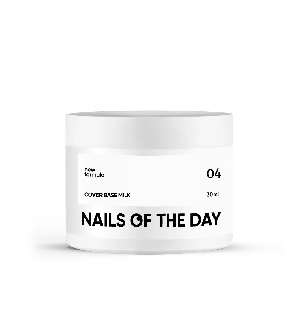 Nailsoftheday Base de cobertura NUEVO Fórmula leche 04: recubrimiento base de camuflaje lechoso con brillo plateado para uñas, 30 ml