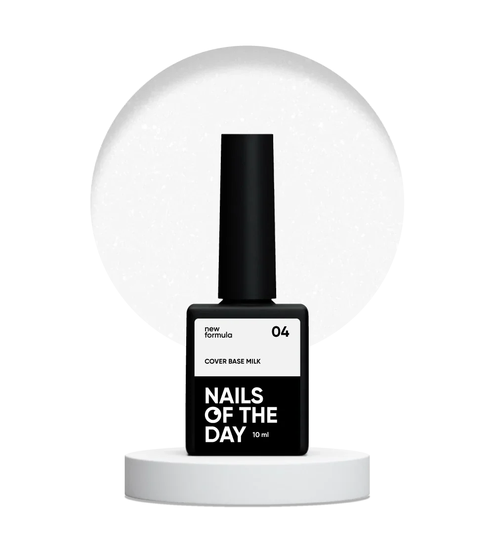Nailsoftheday Base de cobertura NUEVO Fórmula leche 04: recubrimiento base de camuflaje lechoso con brillo plateado para uñas, 10 ml