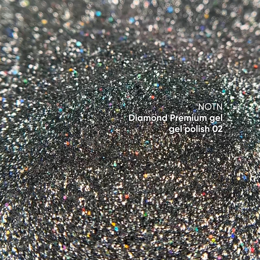 NAILSOFTHENIGHT Diamond Premium gel – esmalte en gel 02 — esmalte en gel holográfico plateado con esmalte de uñas metálico fino, 5 ml