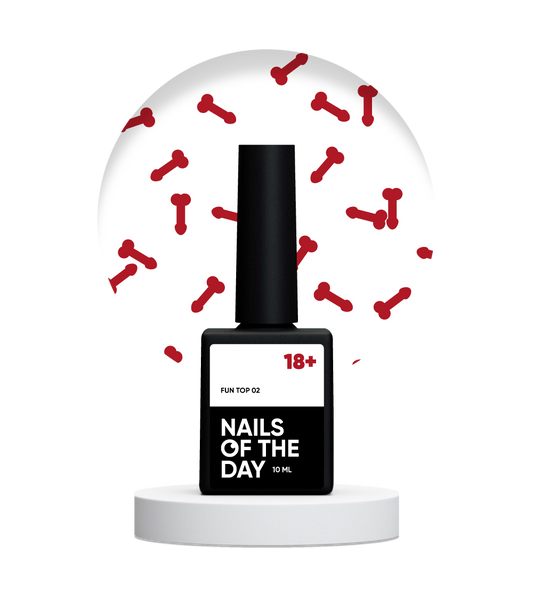NAILSOFTHEDAY ¡DIVERSIÓN!top 02 — recubrimiento de acabado para uñas con decoración artística roja, sin capa pegajosa, 10 ml