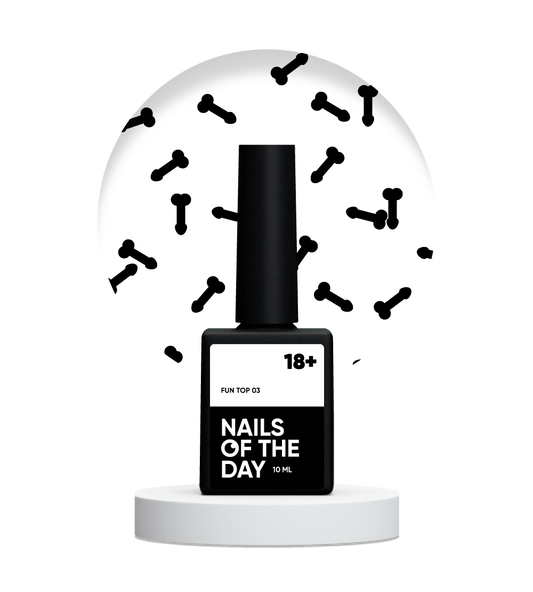 NAILSOFTHEDAY ¡DIVERSIÓN!top 03 — revestimiento de acabado para uñas con decoración artística negra, sin capa pegajosa, 10 ml