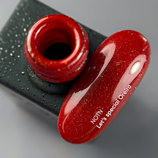 NAILSOFTHENIGHT Let's Special Oreiro - esmalte en gel rojo claro con brillo reflectante para uñas, superpuesto en una capa, 10 ml