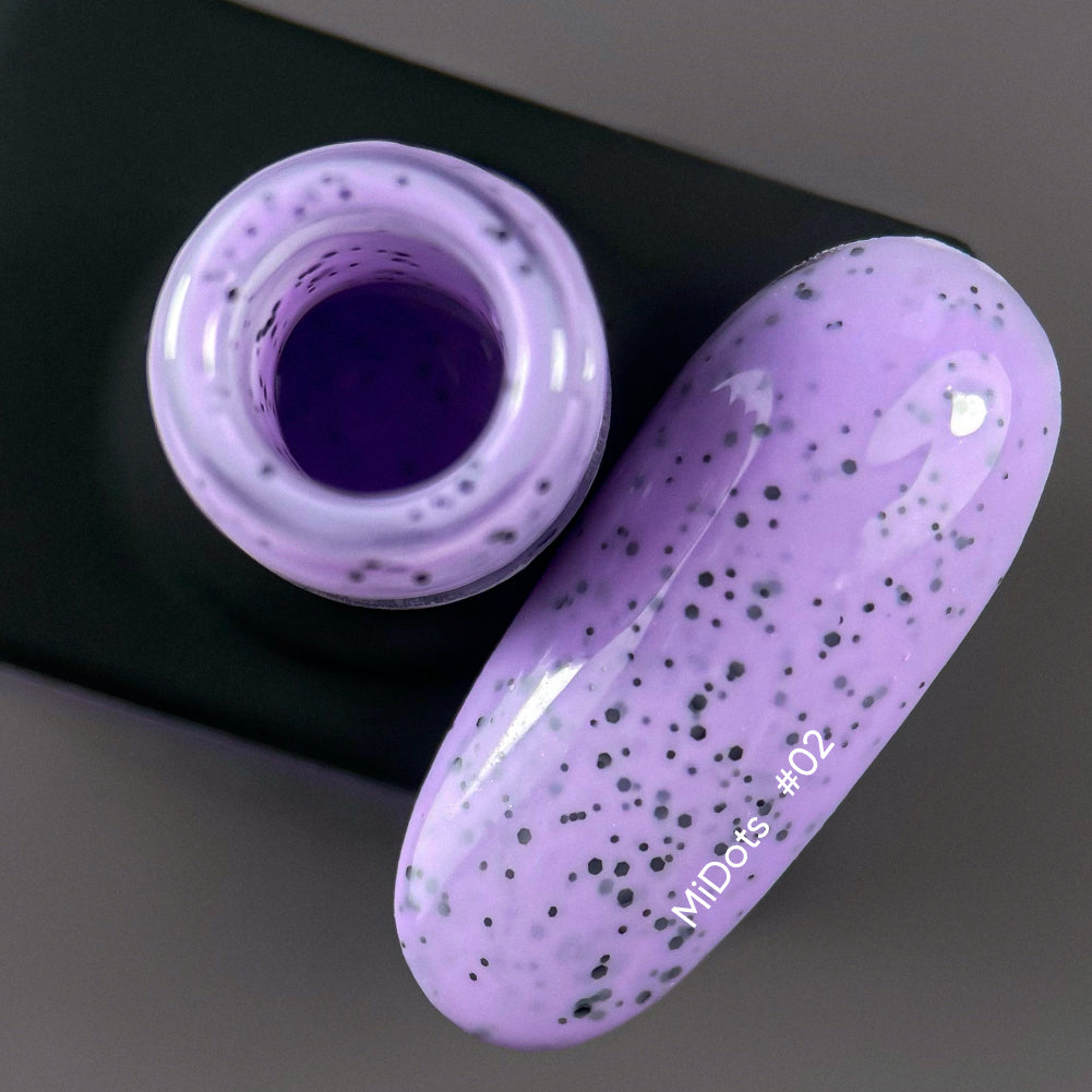 NAILSOFTHEDAY MiDots gel polish 02 - esmalte semipermanente lila con puntos negros, 10 ml