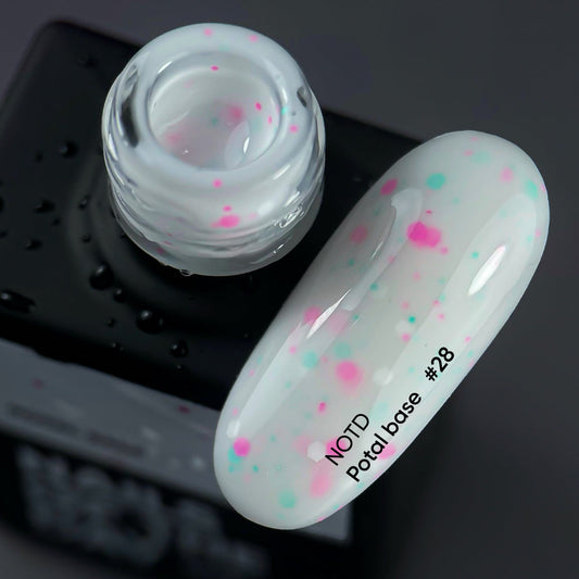 NAILSOFTHEDAY Potal base 28 – base lechosa con destellos neón, 10 ml