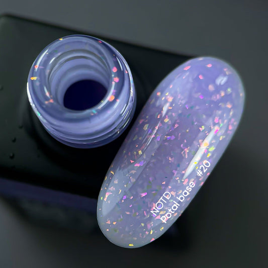 NAILSOFTHEDAY Potal base 20 – base violeta suave con elegantes hologramas de potal, 10 ml