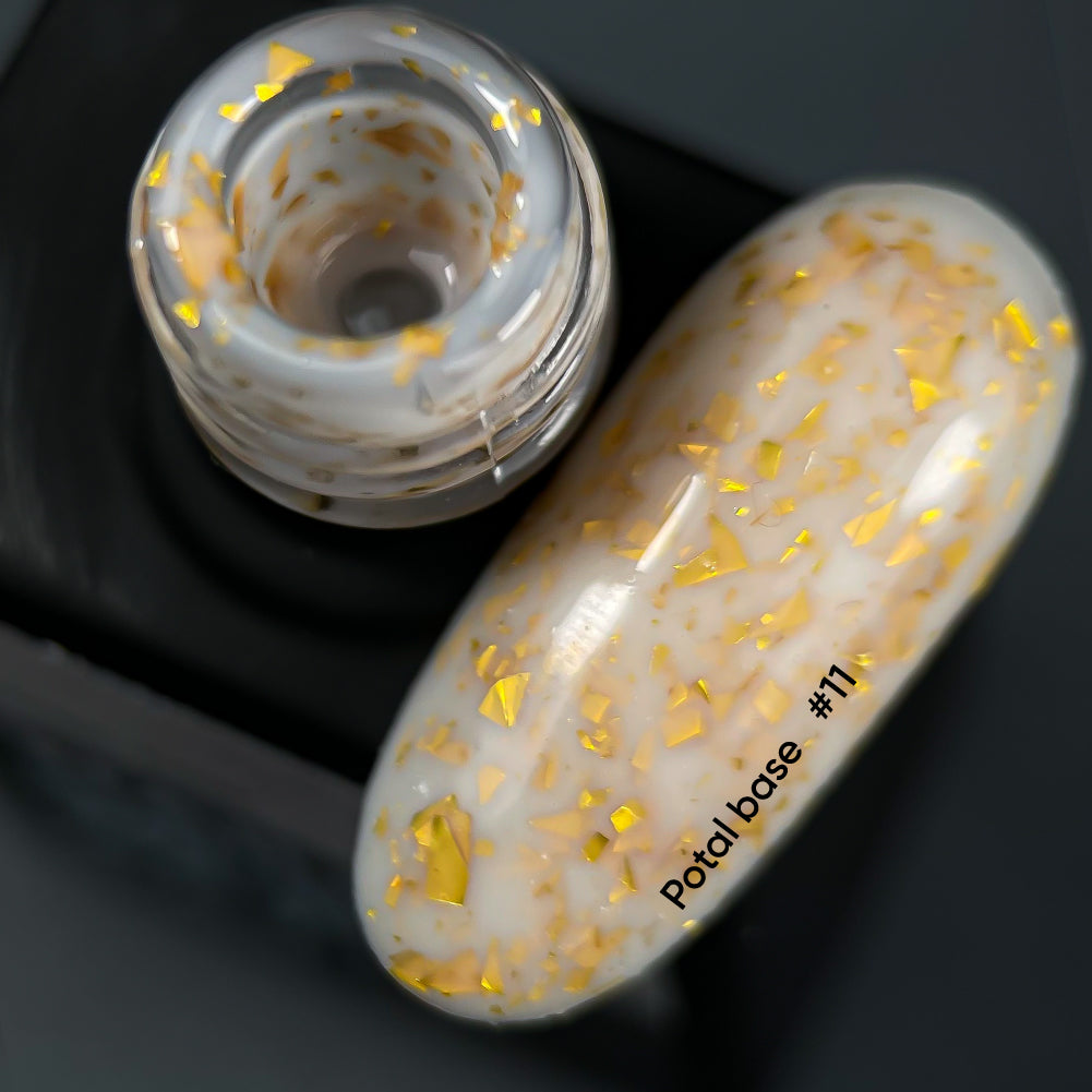 NAILSOFTHEDAY Potal base 11 - base de leche con potal dorado, 10 ml
