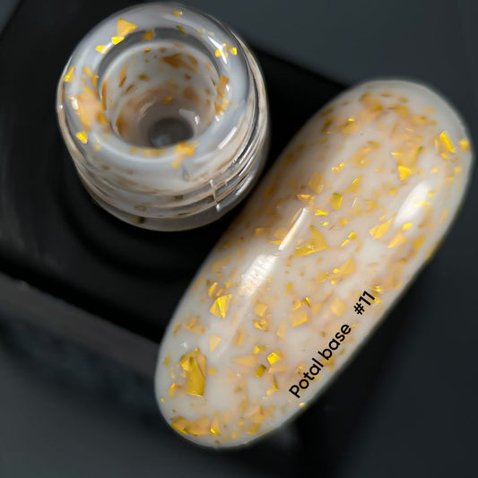 NAILSOFTHEDAY Potal base 11 - base de leche con potal dorado, 10 ml