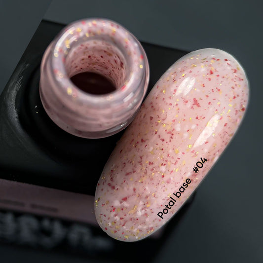 NAILSOFTHEDAY Potal base 04 - base rosa con potal (potal rosa dorado), 10 ml
