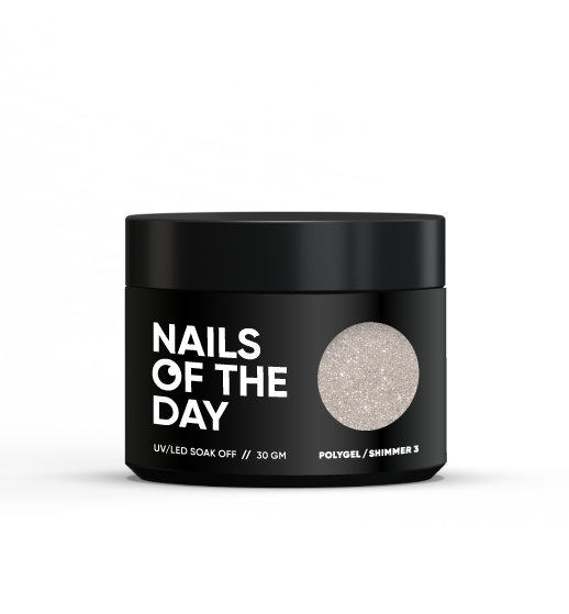 NAILSOFTHEDAY Polygel shimmer 03: poligel rosa leche con brillo de grano fino, 30 g