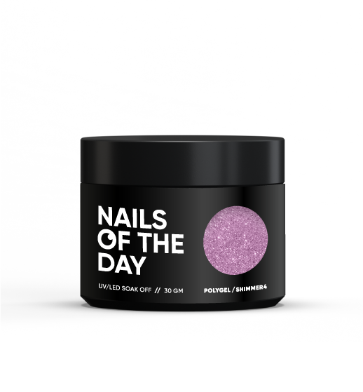 NAILSOFTHEDAY Polygel shimmer 04: poligel rosa con brillo de grano fino, 30 g