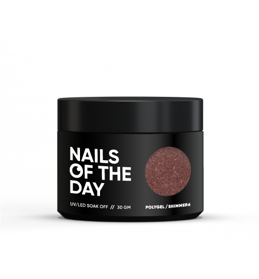 NAILSOFTHEDAY Polygel shimmer 06: poligel nude con brillo de grano fino, 30 g