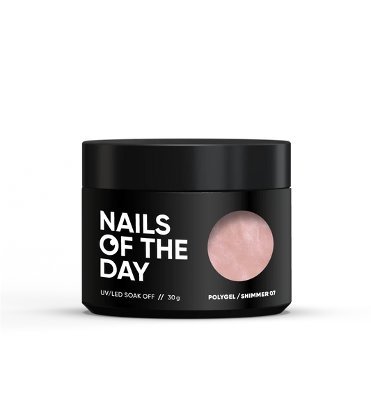 NAILSOFTHEDAY Polygel shimmer 07 — Polygel champán con brillo fino y saturado, 30 g