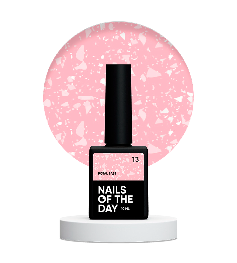 NAILSOFTHEDAY Potal base 13 – base rosa pálido con elegante potal blanco, 10 ml