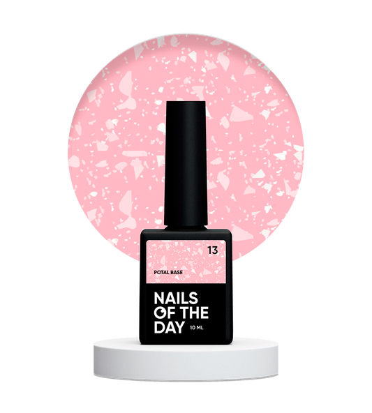 NAILSOFTHEDAY Potal base 13 – base rosa pálido con elegante potal blanco, 10 ml