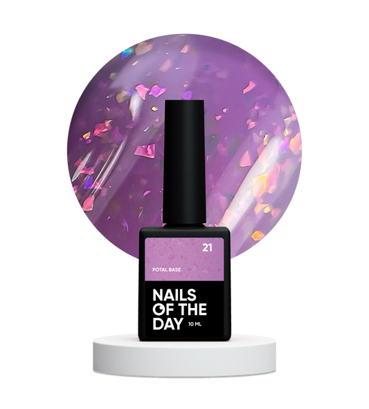 NAILSOFTHEDAY Potal base 21 – base violeta/lila con elegantes hologramas de potal, 10 ml