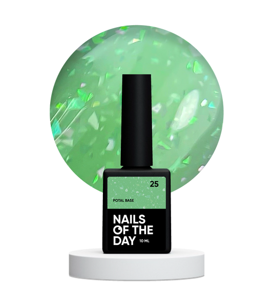 NAILSOFTHEDAY Potal base 25 – base de lima/lima con elegantes hologramas de potal, 10 ml