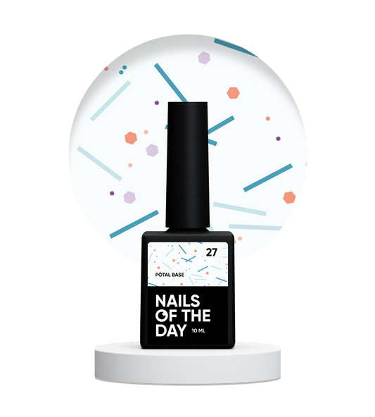 NAILSOFTHEDAY Potal base 27 – base lechosa suave con destellos de neón, 10 ml