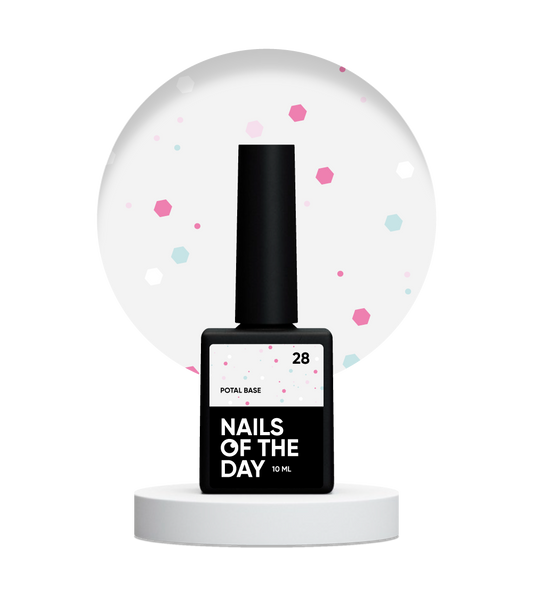 NAILSOFTHEDAY Potal base 28 – base lechosa con destellos neón, 10 ml