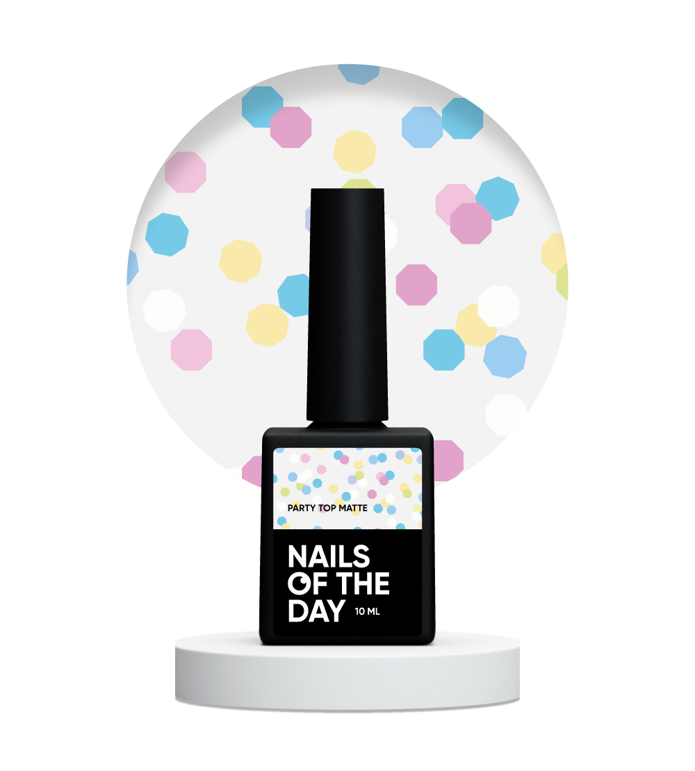 NAILSOFTHEDAY Party top matte - top mate con hexágonos de neón, sin capa adhesiva y sin filtros UV, 10 ml