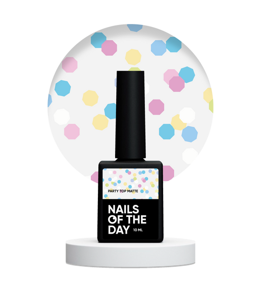 NAILSOFTHEDAY Party top matte - top mate con hexágonos de neón, sin capa adhesiva y sin filtros UV, 10 ml