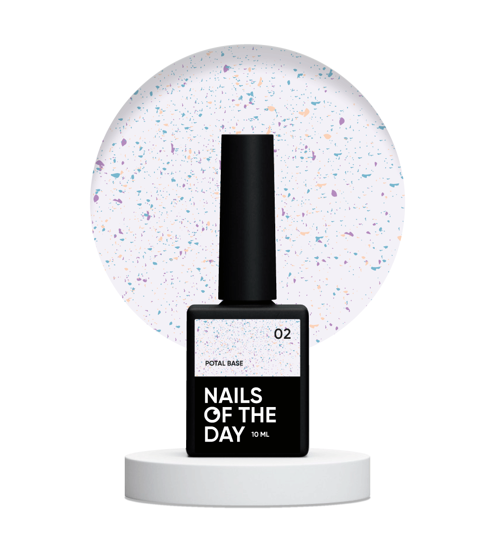 NAILSOFTHEDAY Potal base 02 - base azul lechoso con potal (potal dorado-violeta y turquesa), 10 ml